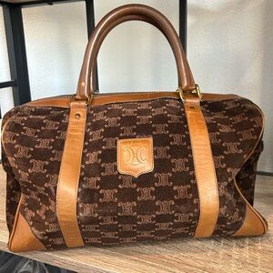 Celine Vintage Brown Suede Boston Bag